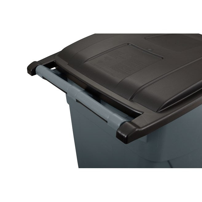 Basurero Rubbermaid Brute con Tapa y Ruedas 189.3 L Gris