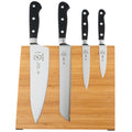 Juego de cuchillos con tabla magnética de bambú y mango negro de 5 piezas Mercer Culinary Renaissance® M21970BM