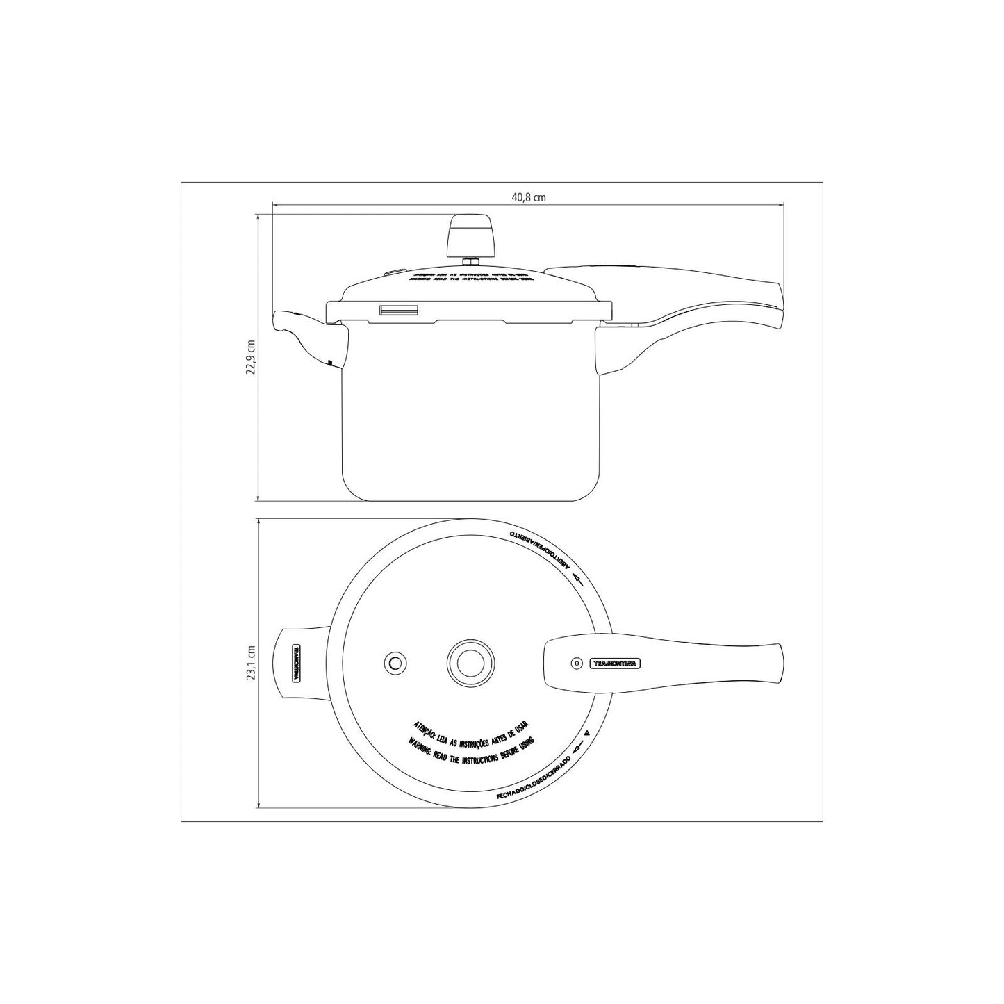 20582/420 	Olla a presión de aluminio Tramontina Vancouver con revestimiento antiadherente Starflon Max interno y externo, negra, 20 cm, 4,5 L