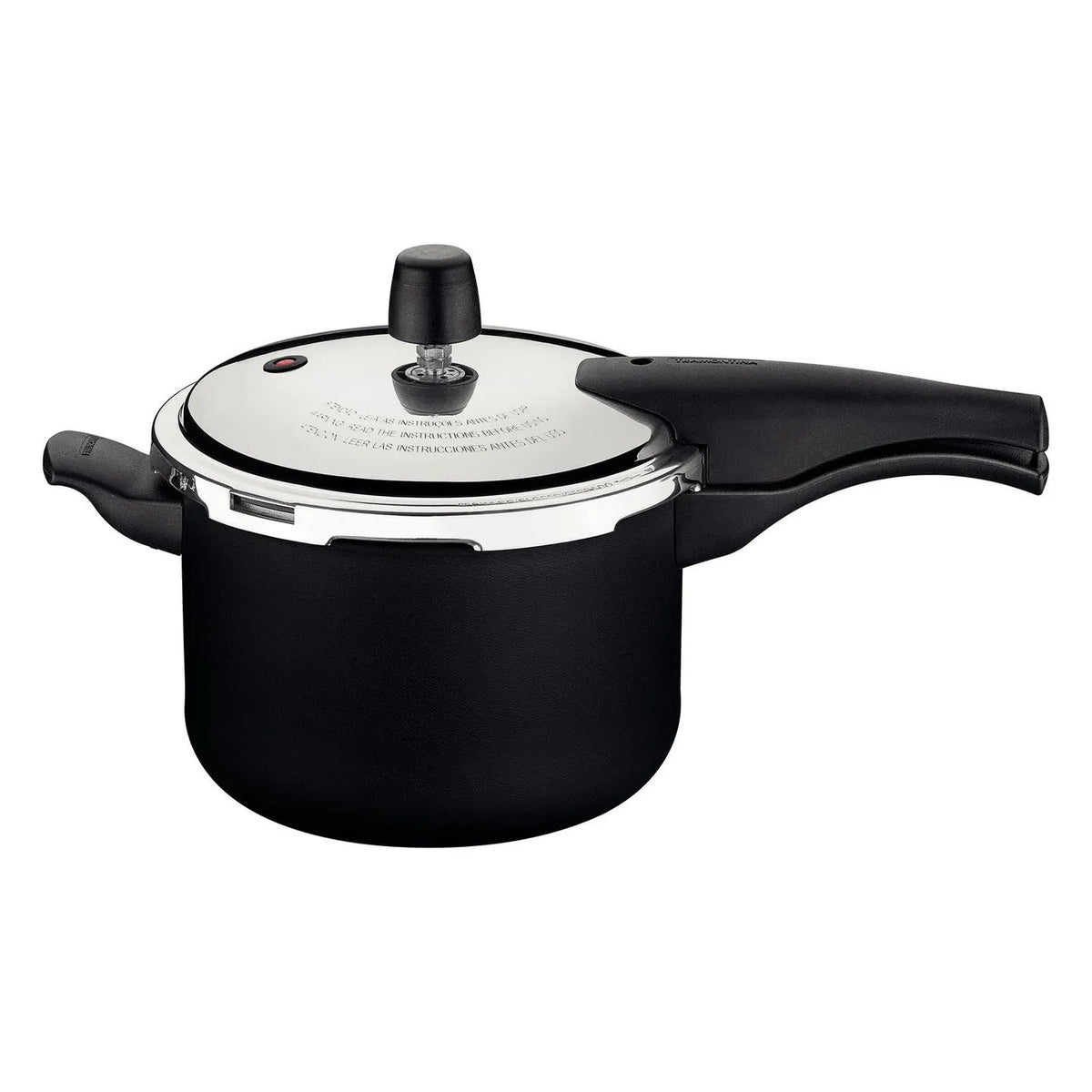 Olla de presión Tramontina negra con tapa de acero inoxidable, válvula de seguridad y mangos laterales