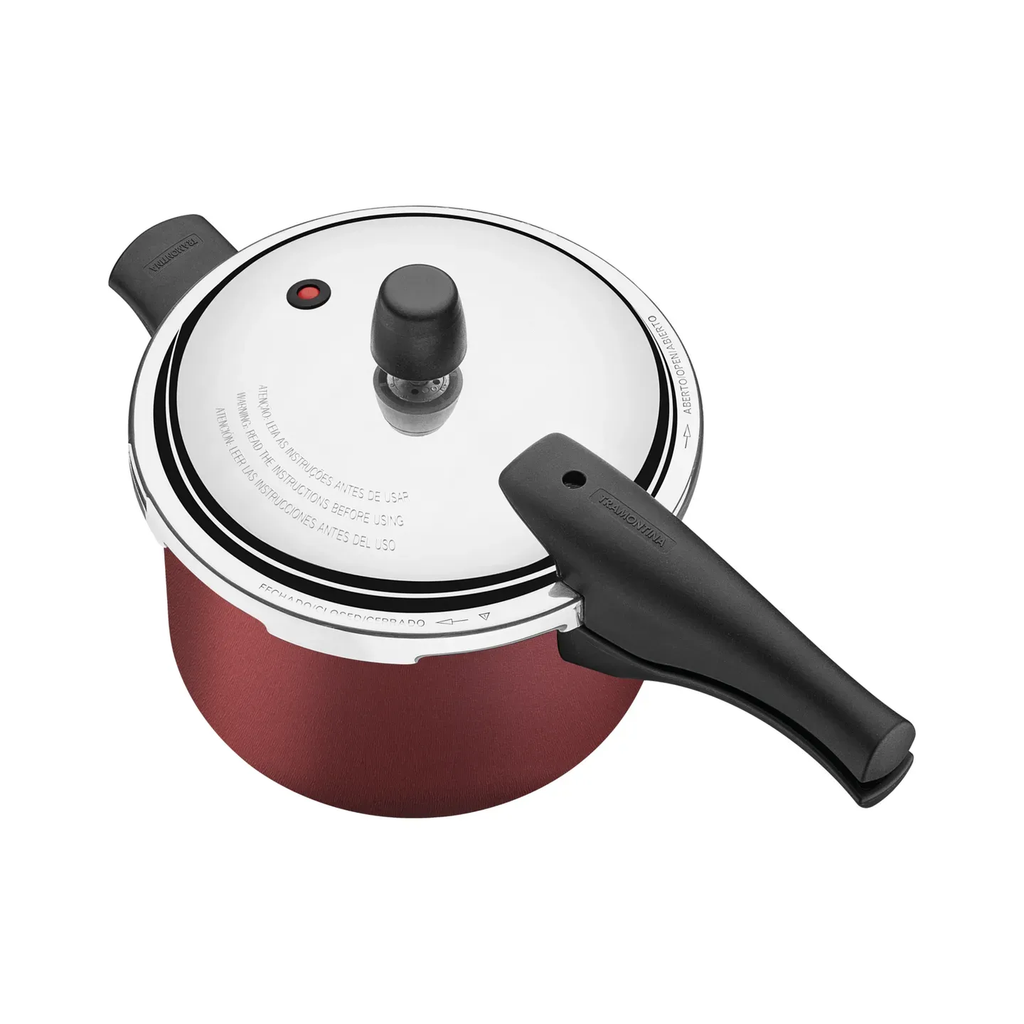 Olla de presión Tramontina roja con tapa de acero inoxidable