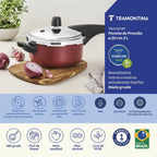 Olla a presión de aluminio Tramontina Vancouver con revestimiento antiadherente Starflon Max interno y externo, roja, 20 cm, 3 L