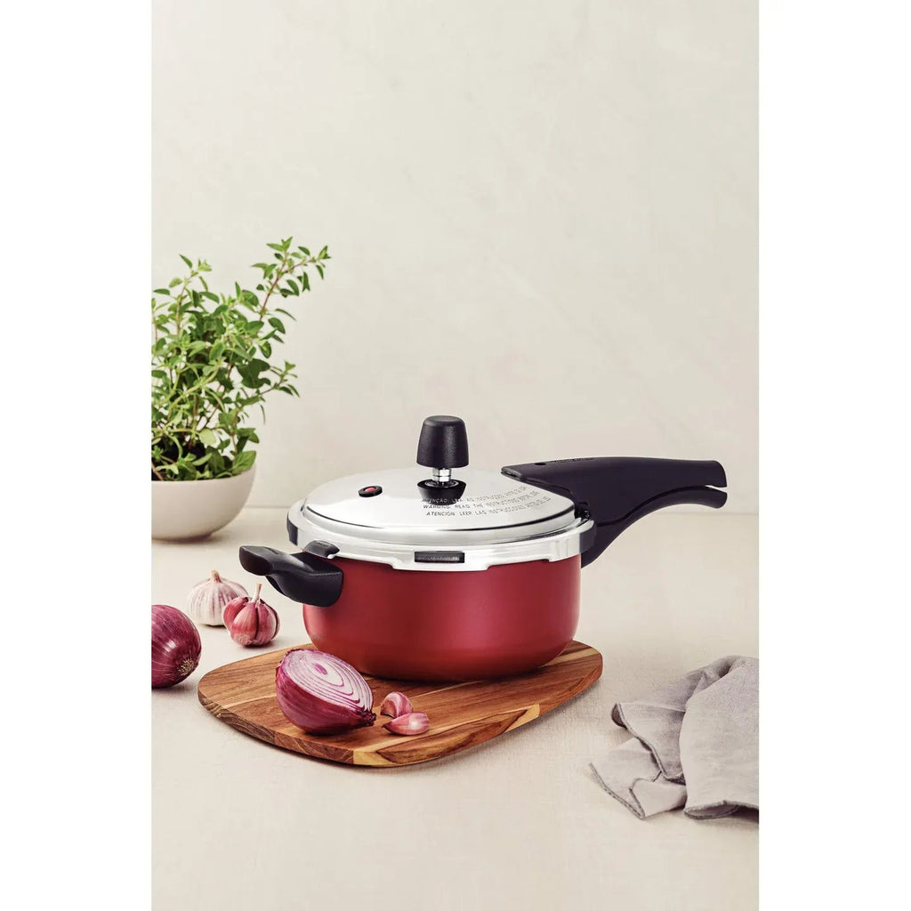 Olla a presión de aluminio Tramontina Vancouver con revestimiento antiadherente Starflon Max interno y externo, roja, 20 cm, 3 L