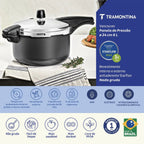 Olla a presión Tramontina Vancouver de aluminio con revestimiento antiadherente Starflon Max interno y externo, color grafito, 24 cm, 6 L