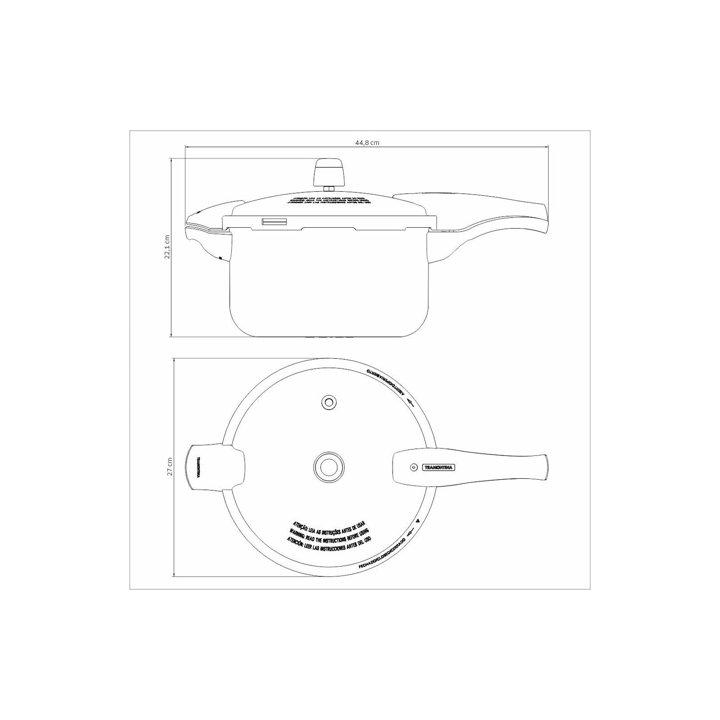 20589/724 	Olla a presión Tramontina Vancouver de aluminio con revestimiento antiadherente Starflon Max interno y externo, roja, 24 cm, 6 L