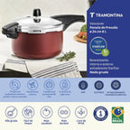 Olla a presión Tramontina Vancouver de aluminio con revestimiento antiadherente Starflon Max interno y externo, roja, 24 cm, 6 L