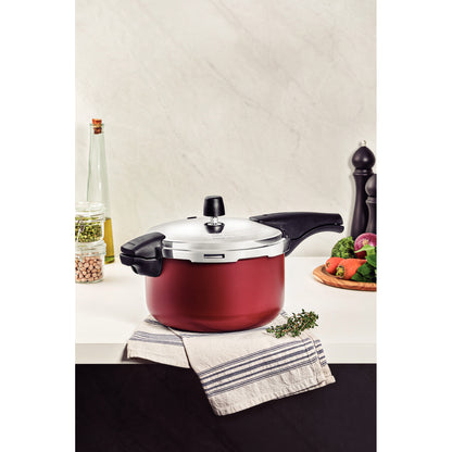 20589/724 	Olla a presión Tramontina Vancouver de aluminio con revestimiento antiadherente Starflon Max interno y externo, roja, 24 cm, 6 L