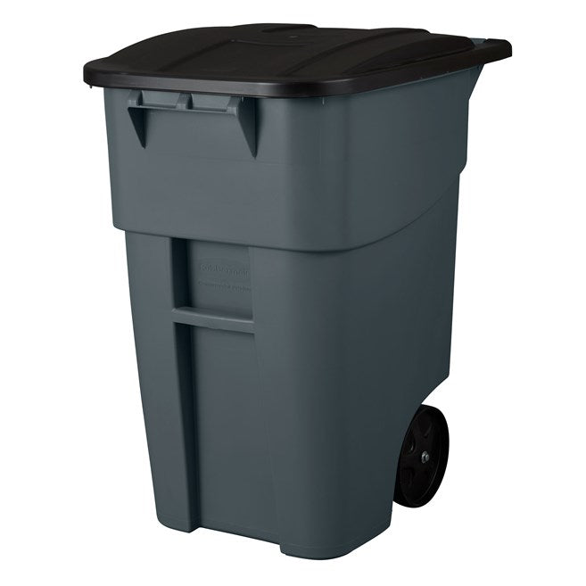 Basurero Rubbermaid Brute con Tapa y Ruedas 189.3 L Gris