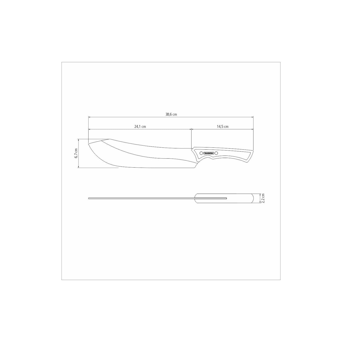 22844/110 Cuchillo para churrasco Tramontina negro con hoja de acero inoxidable oscurecido y mango de madera de 25 cm (10 pulgadas)