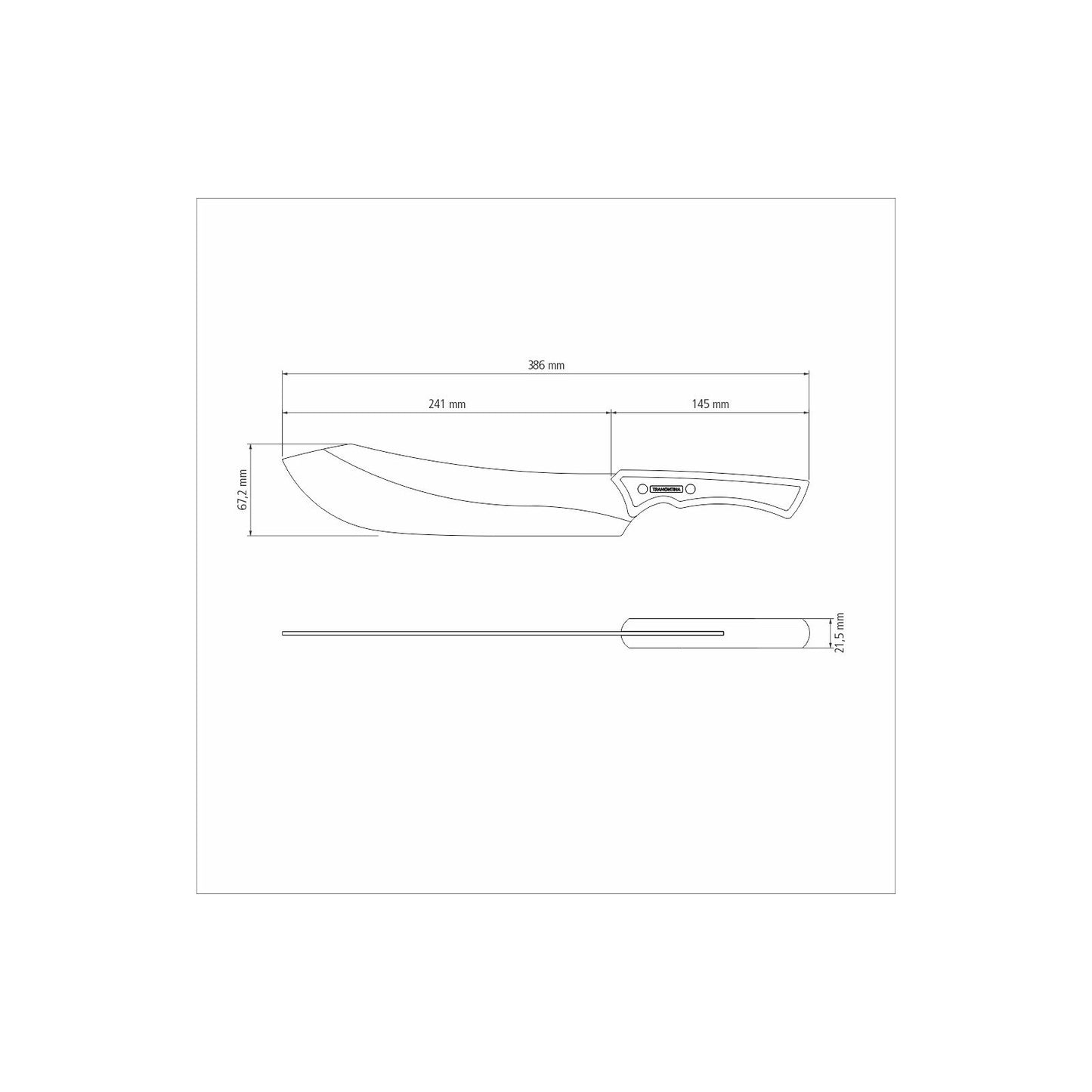 22844/110 Cuchillo para churrasco Tramontina negro con hoja de acero inoxidable oscurecido y mango de madera de 25 cm (10 pulgadas)