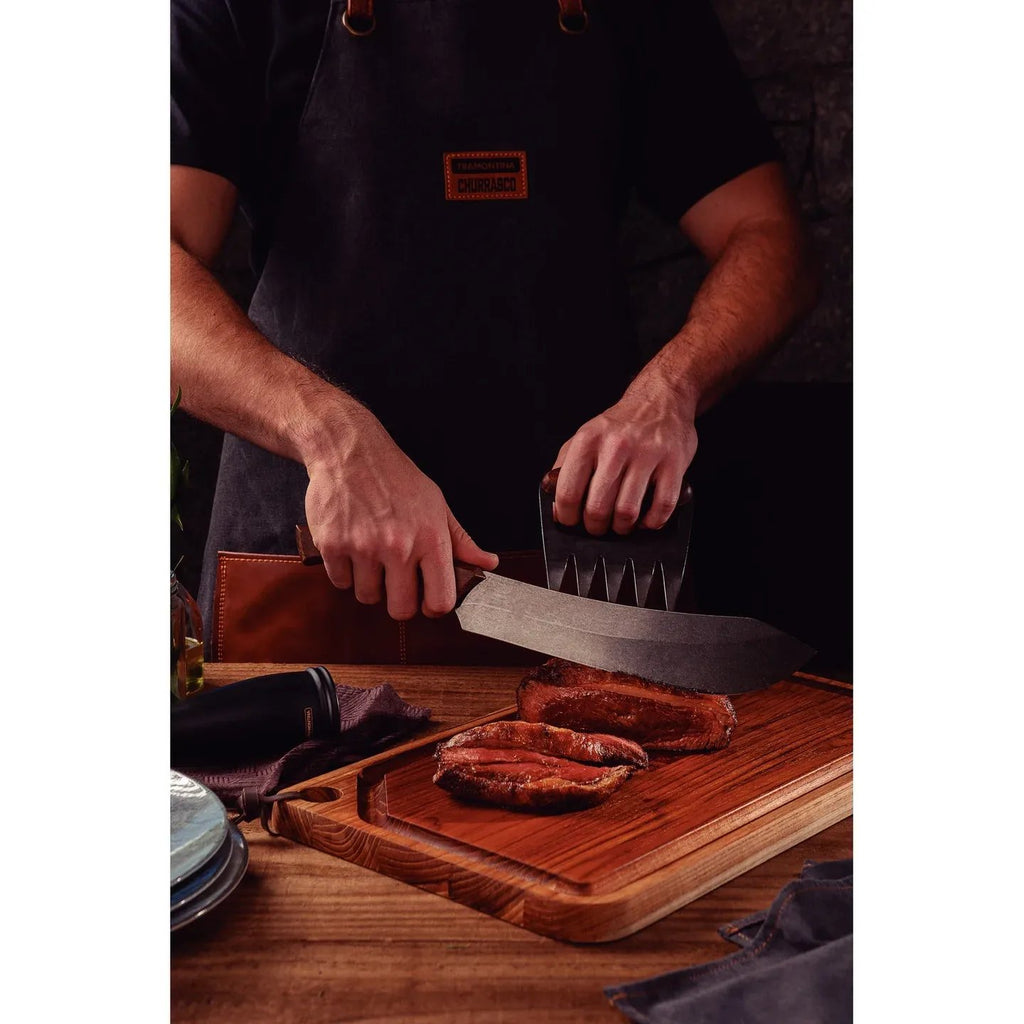 Cuchillo para churrasco Tramontina negro con hoja de acero inoxidable oscurecido y mango de madera de 25 cm (10 pulgadas)