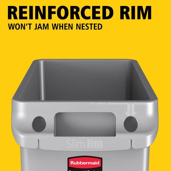 Basurero Slim Jim® ventilado de 23 galones, gris Rubbermaid