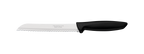 Cuchillo Tramontina con hoja serrada de acero inoxidable y mango negro, marca Made in Brazil