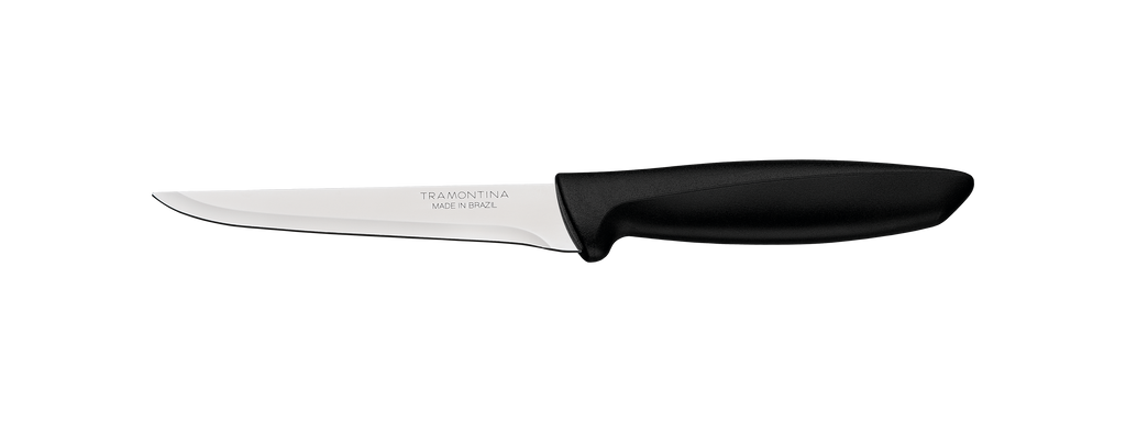 Cuchillo Tramontina con hoja de acero inoxidable y mango negro, marca Made in Brazil