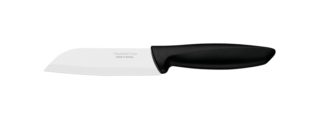 Cuchillo Tramontina con hoja blanca cerámica y mango negro, marca Made in Brazil