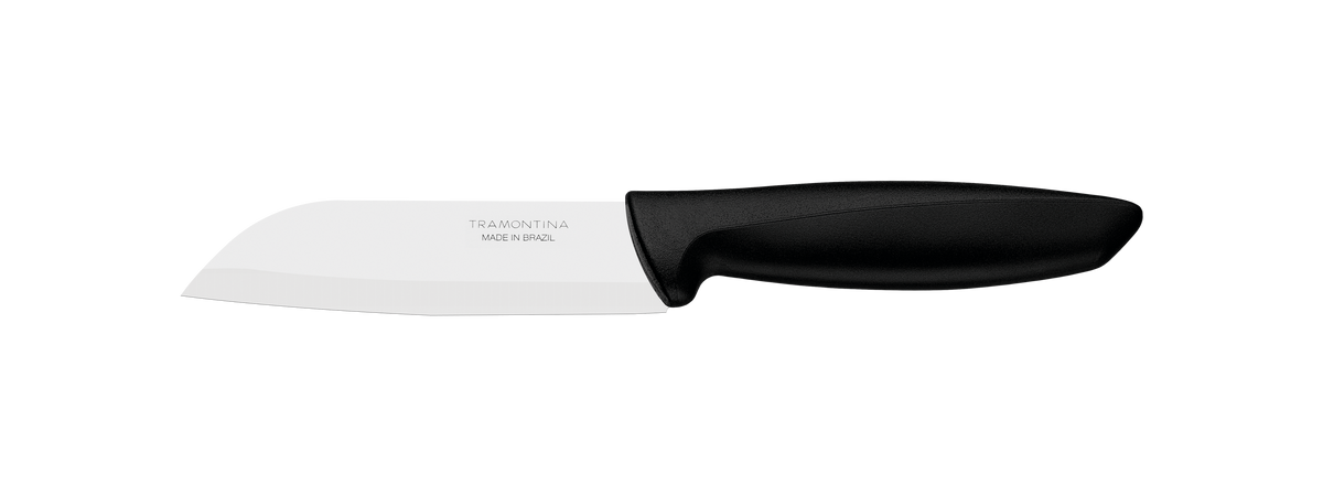 Cuchillo Tramontina con hoja blanca cerámica y mango negro, marca Made in Brazil