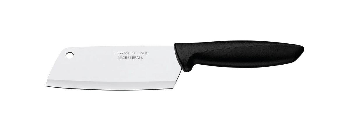 Cuchillo Tramontina con hoja ancha de acero inoxidable y mango negro