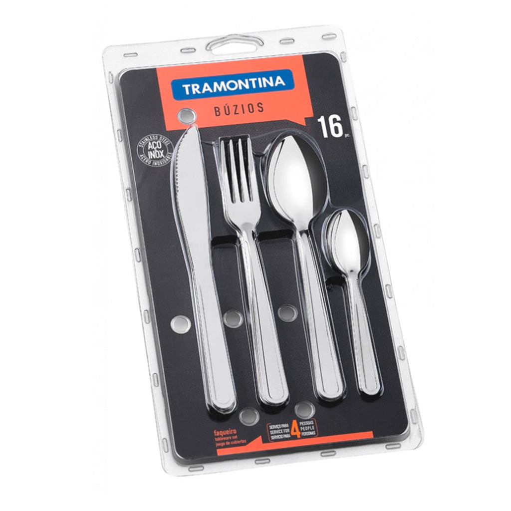 JGO. DE CUBIERTOS A.INOX  16 PZS BUZIOS BLISTER TRAM