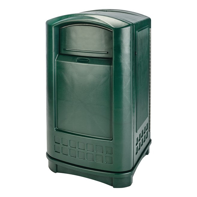 Basurero Rubbermaid Plaza con Portabandeja 50 Gal Verde