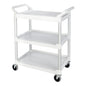 Carro de servicio utilitario con rueda giratoria de 10 cm, capacidad de 90 kg, color blanco.