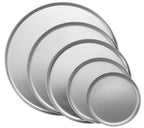 Juego de cinco bandejas redondas de aluminio para pizza en distintos tamaños