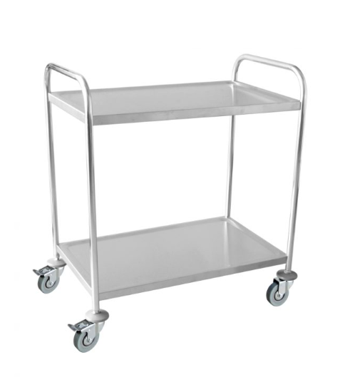 Carro de servicio de acero inoxidable, 2 estantes, 86x54x94(H)cm