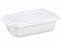 Bandeja Plástica Blanca con Tapa 35 oz – Pack 25 Piezas