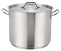 Olla grande de acero inoxidable con tapa y asas laterales para cocina comercial