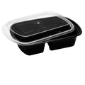 Bandeja Plástica Negra con Tapa 32 oz c/divisiones – Pack 25 Piezas