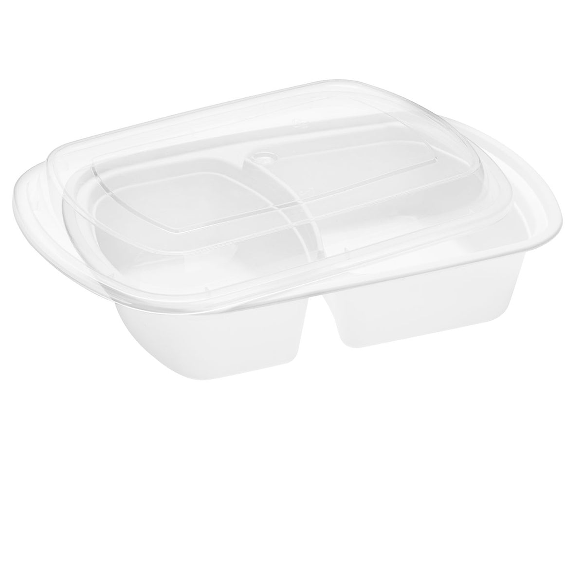 Bandeja Plástica blanca con divisiones c/Tapa 25 oz – Pack 25 Piezas