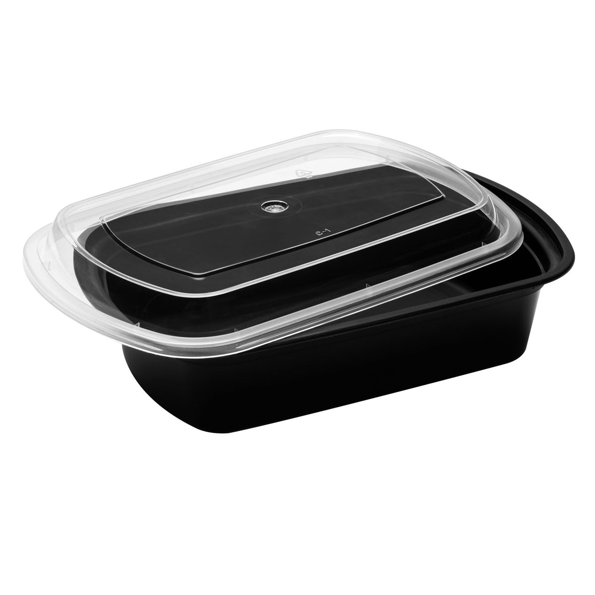 Bandeja Plástica Negra con Tapa 35 oz – Pack 25 Piezas