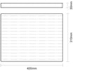 Bandeja rectangular de 400x310 mm con altura de 30 mm, vista superior y lateral en dibujo técnico