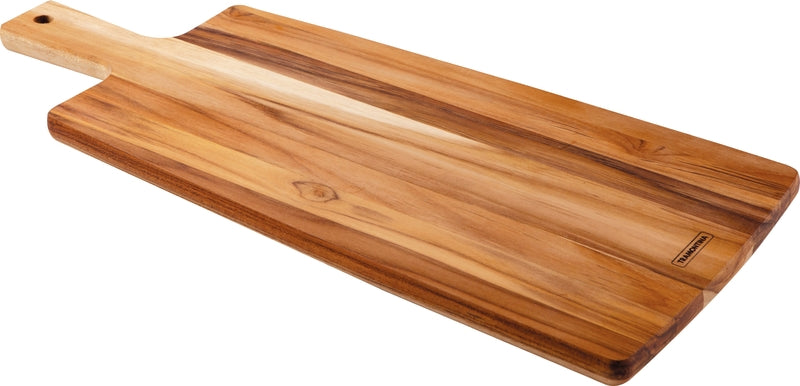 Tabla de cortar de madera Tramontina con mango y vetas naturales en tonos marrones