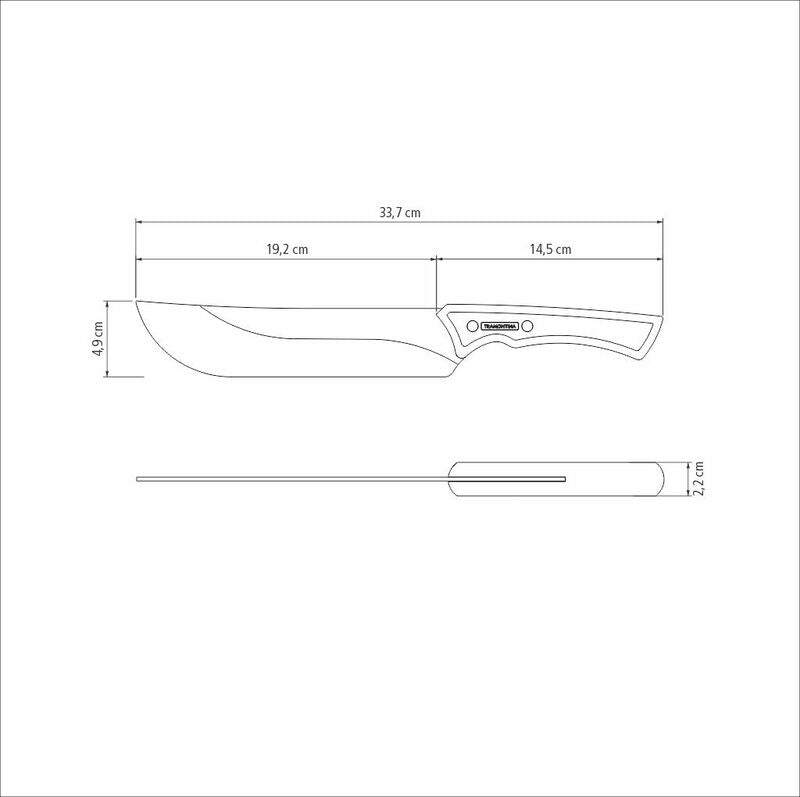 Cuchillo para churrasco Tramontina negro con hoja de acero inoxidable oscurecido y mango de madera de 8 pulgadas.