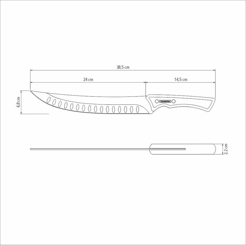 Cuchillo para carne Tramontina Churrasco negro con hoja de acero inoxidable oscurecido y mango de madera, 25,4 cm (10").