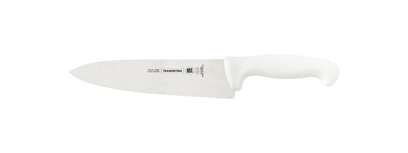 Cuchillo para carne Tramontina Professional Master de 8" con hoja de acero inoxidable y mango de polipropileno blanco. 24609/088