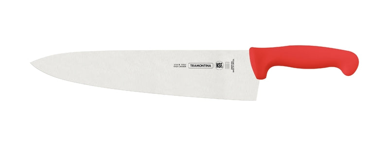 Cuchillo Tramontina con hoja larga de acero inoxidable y mango rojo