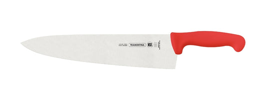 Cuchillo Tramontina con hoja larga de acero inoxidable y mango rojo
