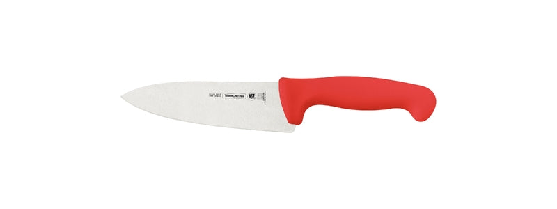 Cuchillo Tramontina con hoja de acero inoxidable y mango rojo