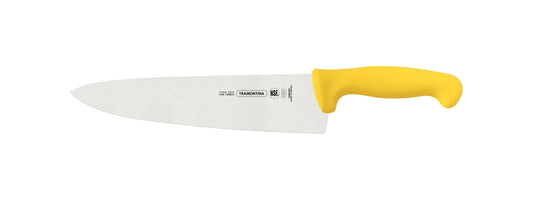 Cuchillo para carne Tramontina Professional Master de 25 cm ( 10") con hoja de acero inoxidable y mango de polipropileno amarillo. 24609/050