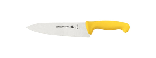 Cuchillo para carne Tramontina Professional Master de 20 cm (8")con hoja de acero inoxidable y mango de polipropileno amarillo.24609/058