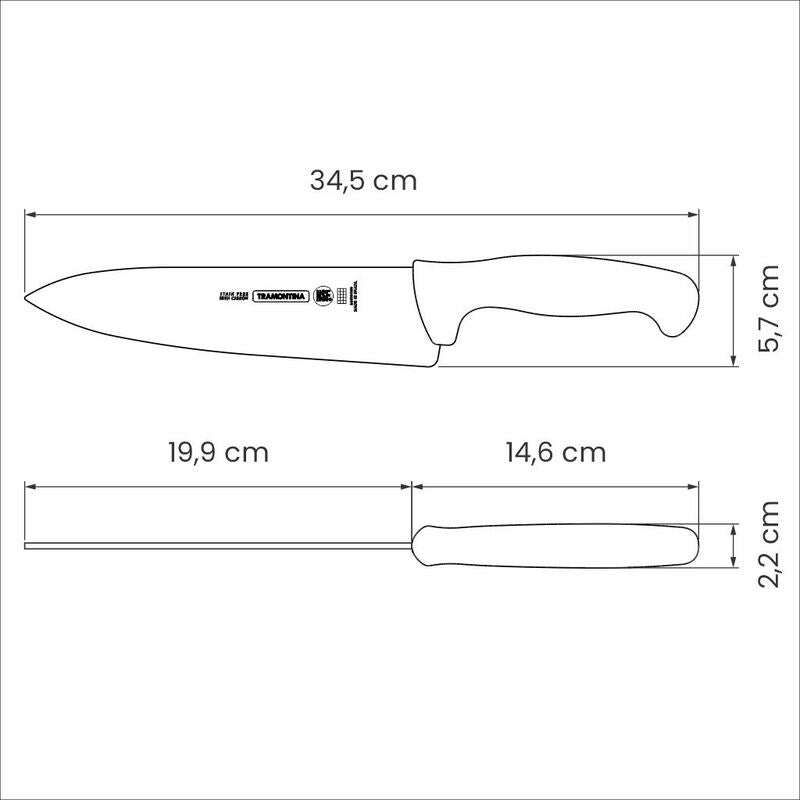 Cuchillo profesional para carne Tramontina Master con hoja de acero inoxidable y mango de polipropileno cafe texturizado, 8 pulgadas. 24609/048