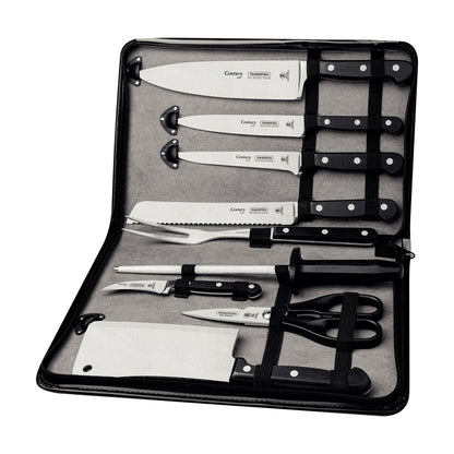 Kit de chef Tramontina con cuchillas de acero inoxidable y mangos de policarbonato y fibra de vidrio, 10 piezas, con estuche.24099/021
