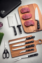 Kit de chef Tramontina con cuchillas de acero inoxidable y mangos de policarbonato y fibra de vidrio, 10 piezas, con estuche.24099/021