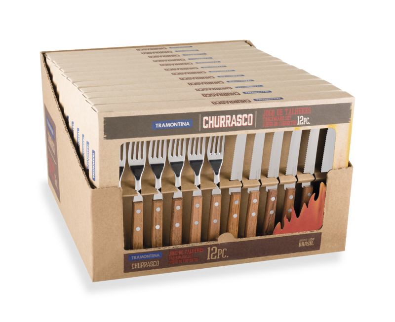 Juego de cubiertos Tramontina Churrasco de 12 piezas con mangos de madera en caja exhibidora