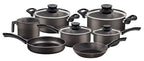 Juego de utensilios de cocina de aluminio Tramontina Paris con revestimiento antiadherente Starflon Max en interior y exterior, color gris plomo, 7 piezas. 28599/602