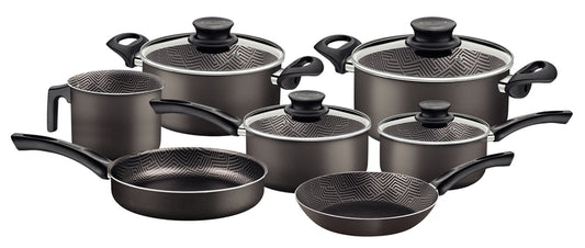 Juego de utensilios de cocina de aluminio Tramontina Paris con revestimiento antiadherente Starflon Max en interior y exterior, color gris plomo, 7 piezas. 28599/602