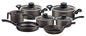 Juego de utensilios de cocina de aluminio Tramontina Paris con revestimiento antiadherente Starflon Max en interior y exterior, color gris plomo, 7 piezas. 28599/602