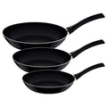 Set de tres sartenes negras antiadherentes de distintos