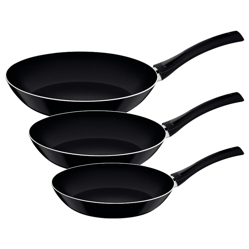 Set de tres sartenes negras antiadherentes de distintos
